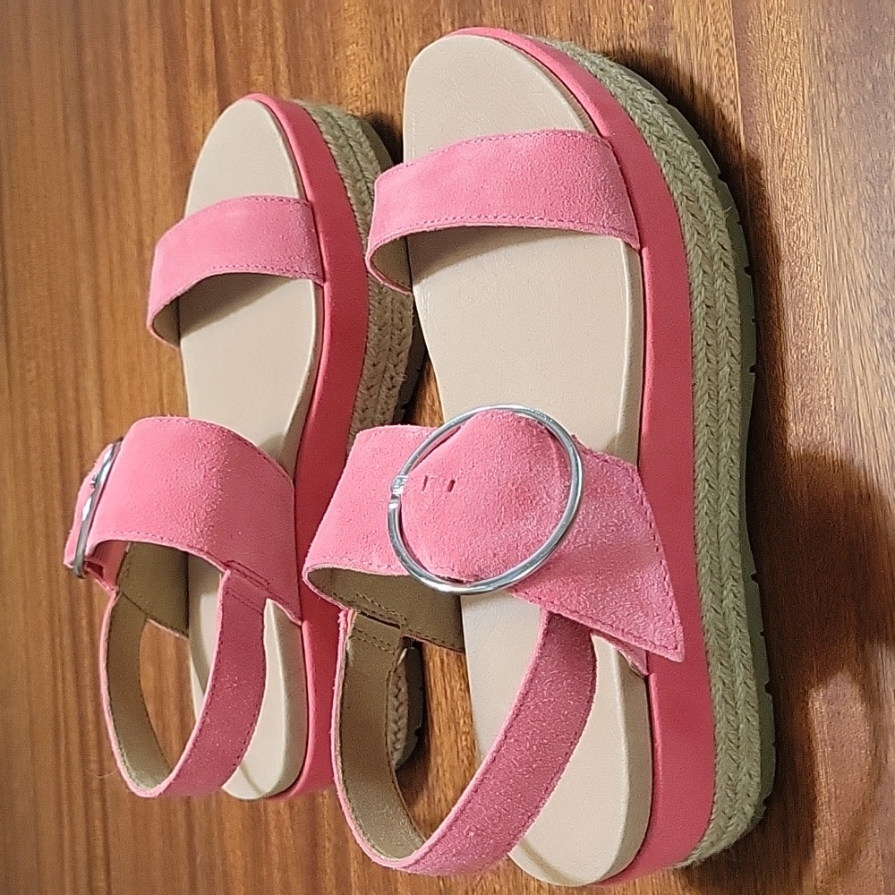 UGG Strap Suede pinkish coral platform sandal